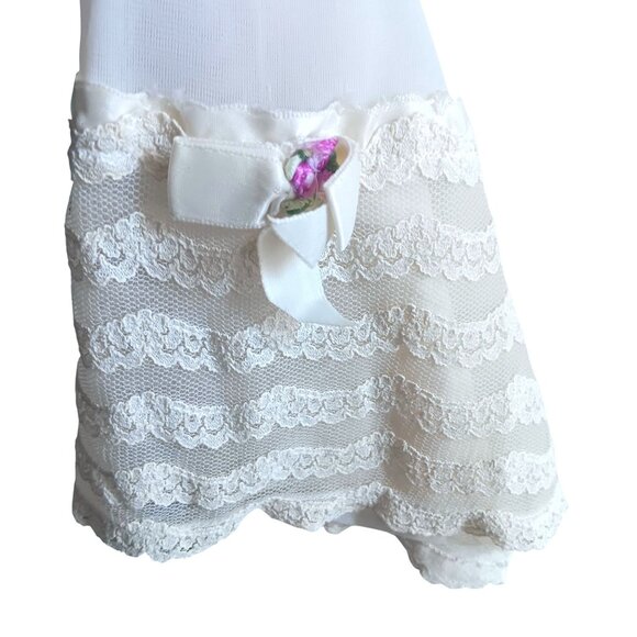 Vintage Women's Small Dress Nightgown Sears White Lace-Trimmed 1970's Hippy - Picture 7 of 8